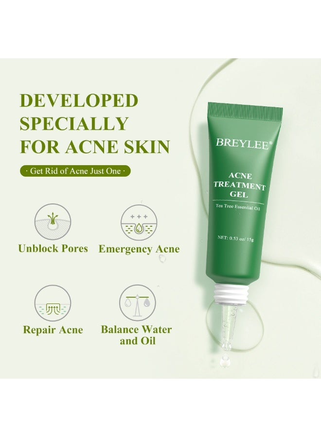 Breylee 2-PACKS Tea Tree Oil Acne Treatment Gel, Acne-prone Skin Care Gel, Emergency Repair Gel 15g*2 - Image 2
