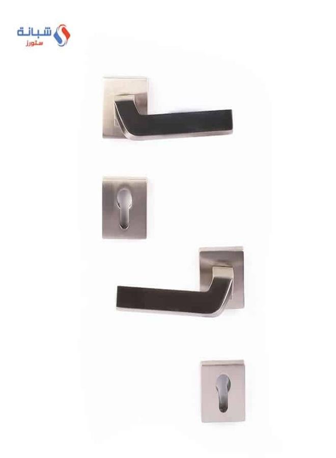 Doganlar Doganlar Zirve Turkish Rosette Cylinder Door handle Set – Nickel Matte  - Image 1