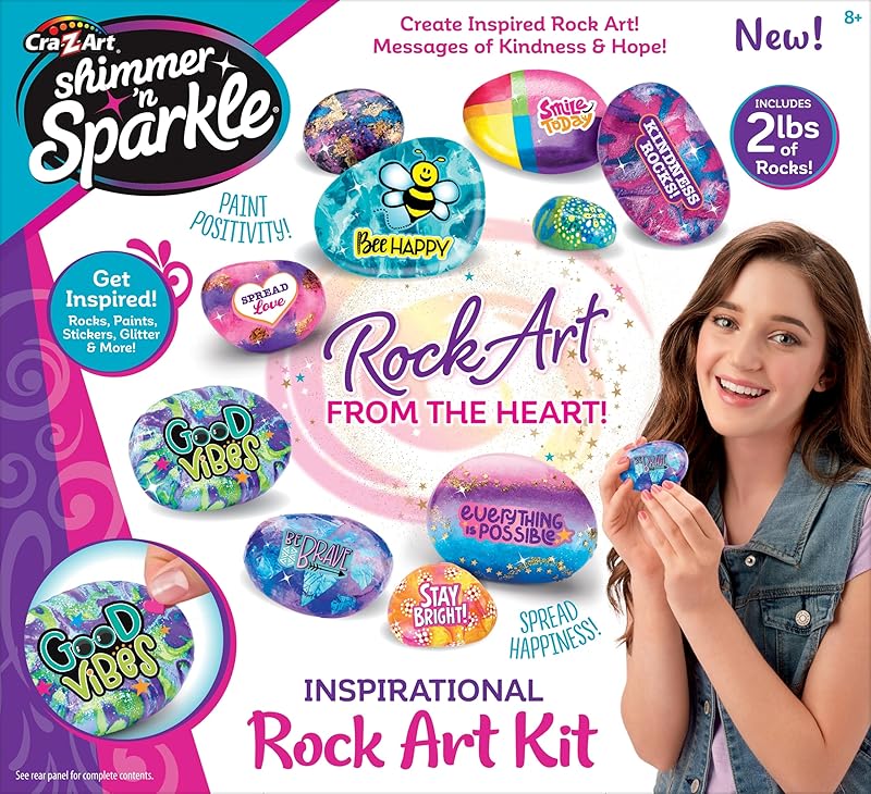 Shimmer â€˜n Sparkle Inspirational Rock Art Activity Kit for Kids