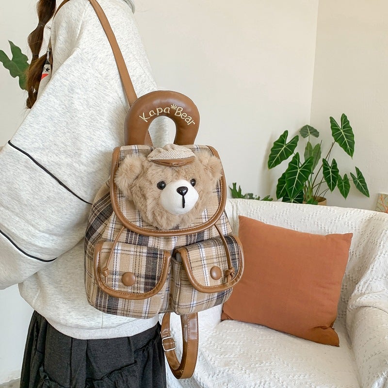 Plush Bear Head Flap Backpack - Image 3
