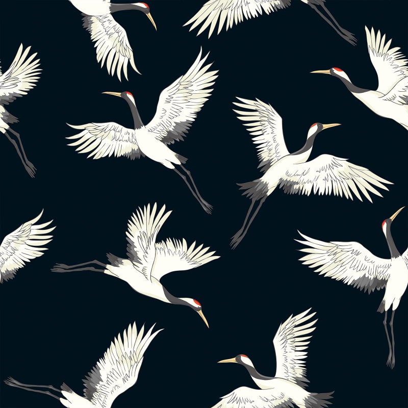 VaryFloral 24x118 Crane Black Wallpaper Peel and Stick Removable Flying Birds Japanese Wallpaper for Bedroom Living Room Self Adhesive Decorative White Crane Contact Paper for Cabinet - Image 2