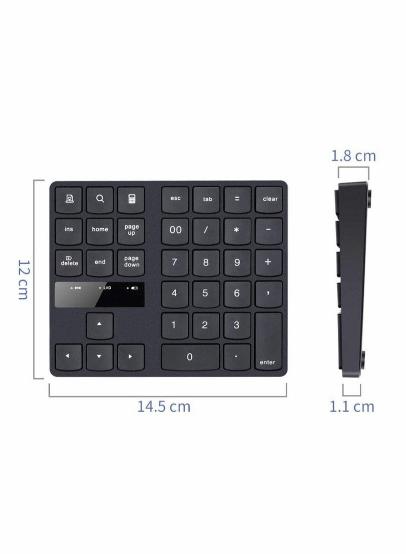Captaintech Numeric Keypad, Ultra-Silent External Numeric Pad,USB Rechargeable Number Pad Keyboard with 35 Keys for Ma cbook,Android, Windows(Black) - Image 2