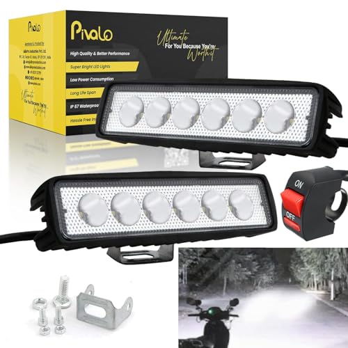 Pivalo PV6I6F2 6 LED 9-85V Fog Light Bar 6 Inch Waterproof Driving Lamp with Mounting Bracket & Handlebar Switch for Motorcycles and Cars (18W, White Light, 2 PCS) - Image 1