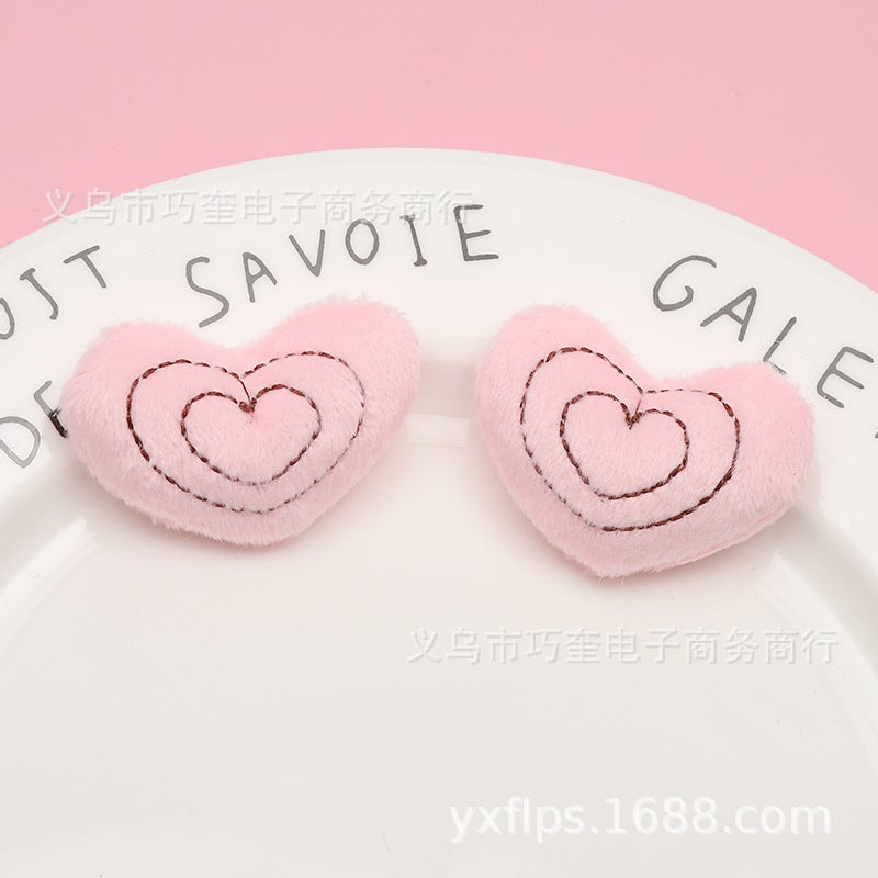 Cute Plush Cartoon Doll Accessories Stuffed Duck Pins Pink double ring love heart 