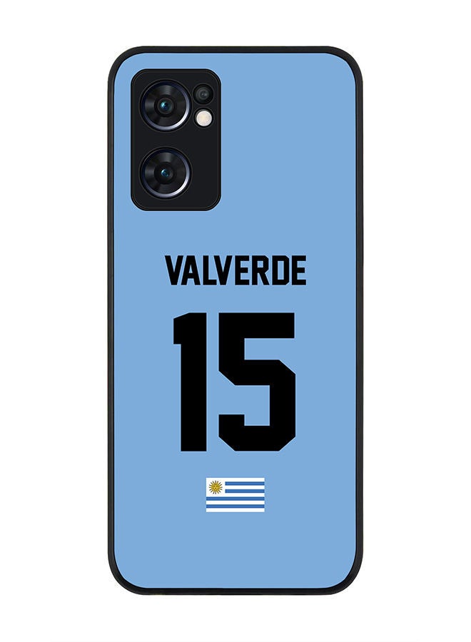 Stylizedd Rugged Black edge case for Oppo Reno7 5G  Slim fit Soft Case Flexible Rubber Edges Anti Drop TPU Gel Thin Cover - Football Team - Uruguay  Player Name - Valverde - Image 1