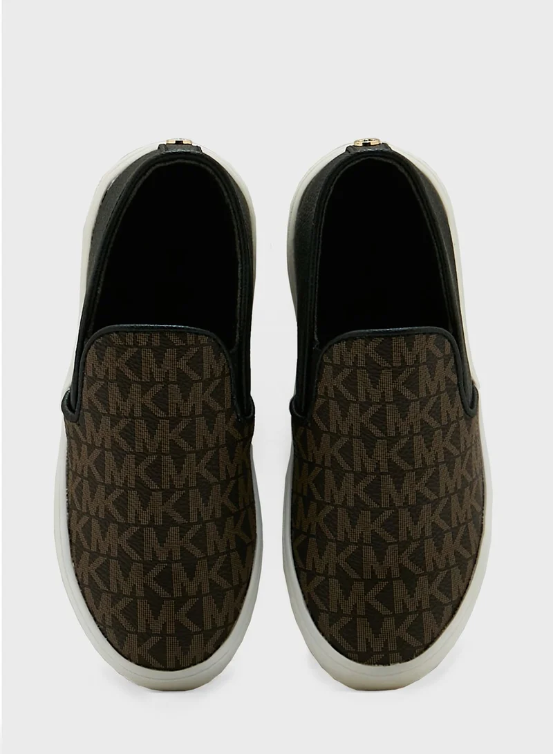 Michael Kors Kids Jem Monogram Toe Slip Ons
