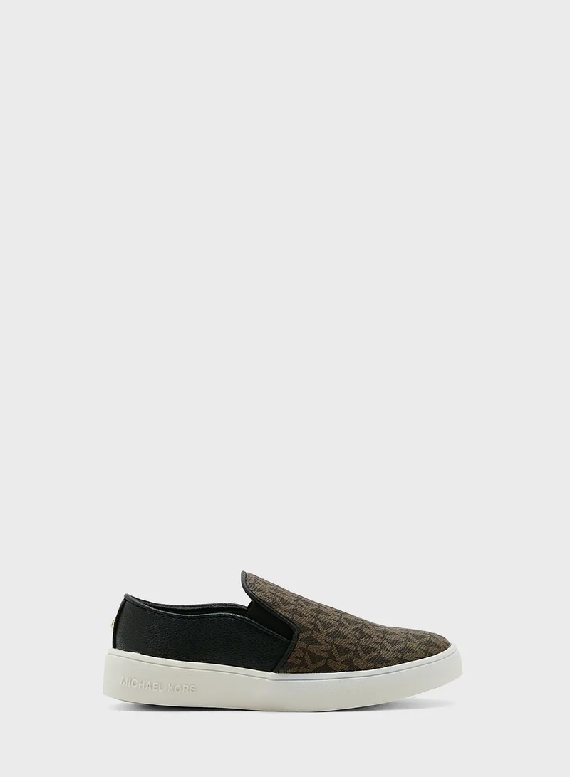 Michael Kors Kids Jem Monogram Toe Slip Ons
