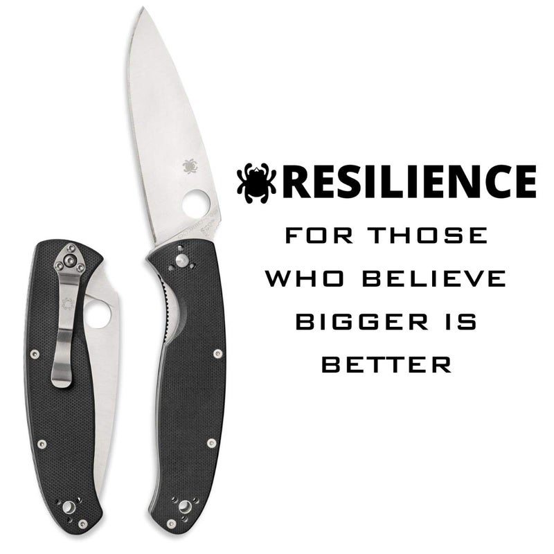 Spyderco سكين جيب قابل للطي من سبايدركو ريزيلينس مع شفرة من الفولاذ المقاوم للصدأ 4.20" 8Cr13MoV ومقبض G-10 - حافة عادية - C142GP - Image 2