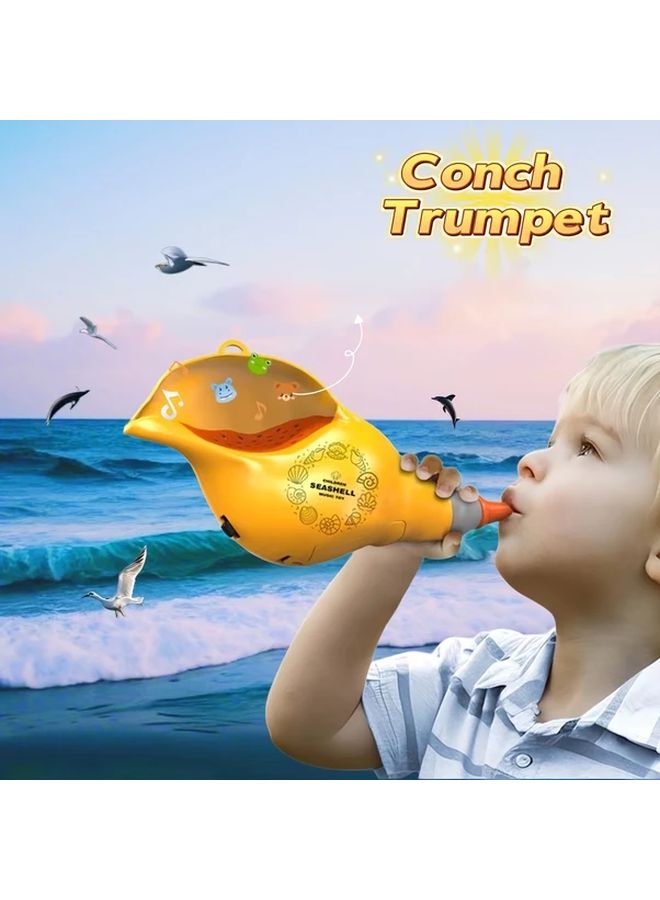 بوق برتقالي من الصدف مع 36 صوتًا للحيوانات لتدريب سعة الرئة للأطفال - Image 2
