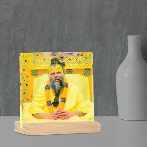 Giftplease Divine Desktop Photo Frame of Shri Premanand Maharaj Ji | Spiritual Table Stand with Wooden Base | Inspirational Religious Gift & Dcor for Home, Office, GMP_08 - Image 5