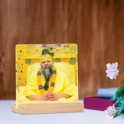 Giftplease Divine Desktop Photo Frame of Shri Premanand Maharaj Ji | Spiritual Table Stand with Wooden Base | Inspirational Religious Gift & Dcor for Home, Office, GMP_08 - Image 2