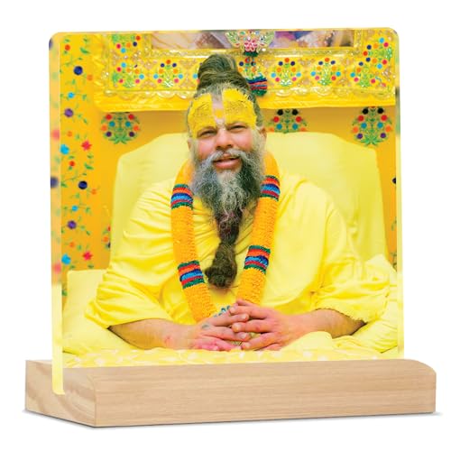 Giftplease Divine Desktop Photo Frame of Shri Premanand Maharaj Ji | Spiritual Table Stand with Wooden Base | Inspirational Religious Gift & Dcor for Home, Office, GMP_08 - Image 1