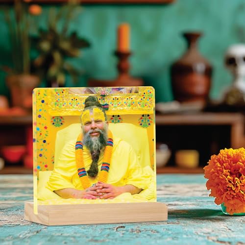 Giftplease Divine Desktop Photo Frame of Shri Premanand Maharaj Ji | Spiritual Table Stand with Wooden Base | Inspirational Religious Gift & Dcor for Home, Office, GMP_08 - Image 3