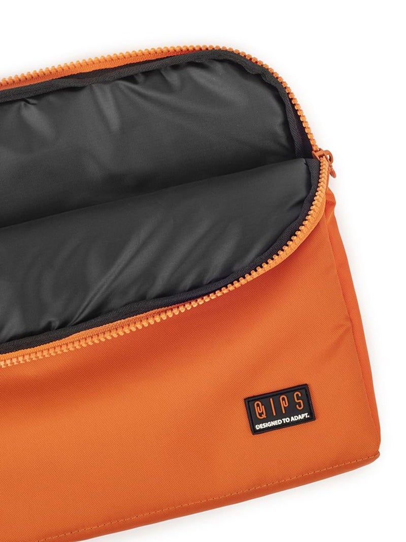 QIPS 14-Inch Laptop Sleeve – Slim PU-Coated Water-Resistant Case with Foam Padding & Front Pocket – Fits MacBook, Dell, Lenovo, HP – Lightweight Protective Sleeve for Work, School & Travel (Orange) - Image 5