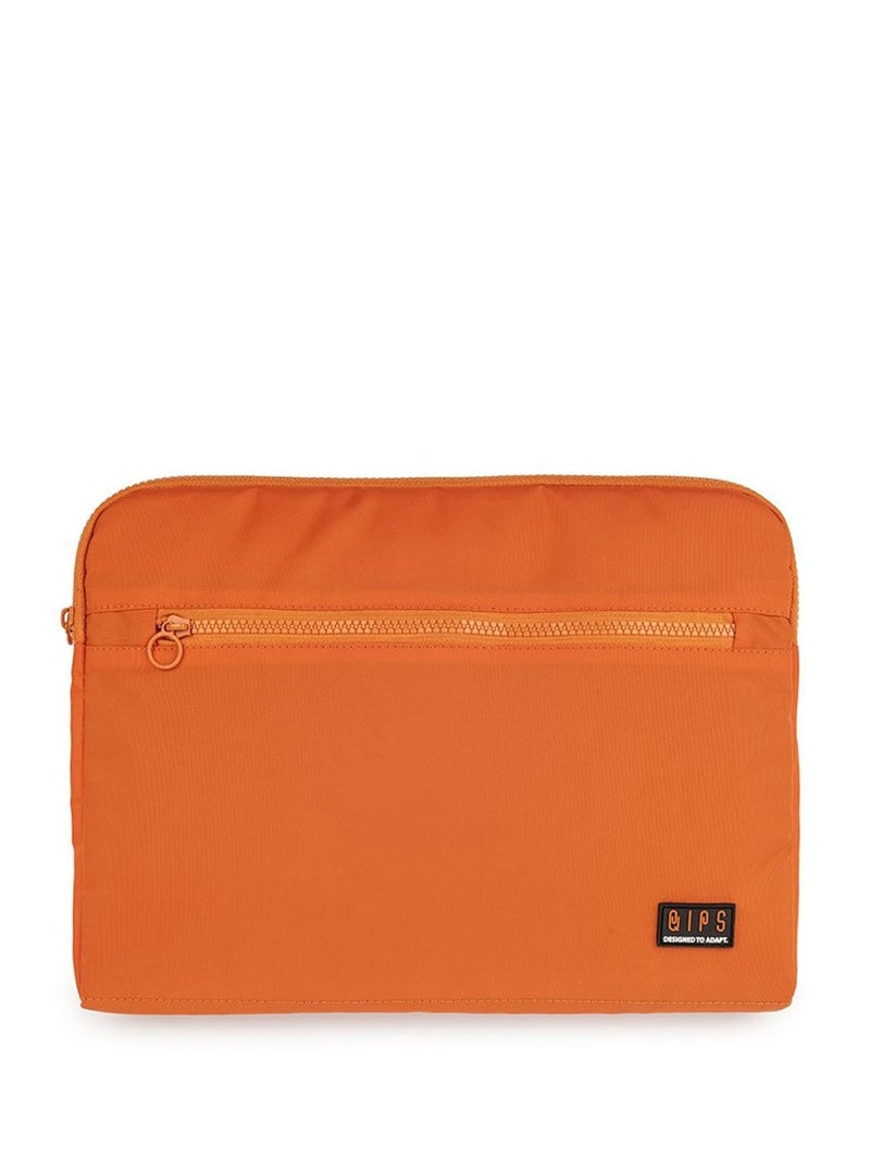 QIPS 14-Inch Laptop Sleeve – Slim PU-Coated Water-Resistant Case with Foam Padding & Front Pocket – Fits MacBook, Dell, Lenovo, HP – Lightweight Protective Sleeve for Work, School & Travel (Orange) - Image 1