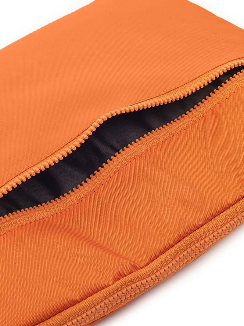 QIPS 14-Inch Laptop Sleeve – Slim PU-Coated Water-Resistant Case with Foam Padding & Front Pocket – Fits MacBook, Dell, Lenovo, HP – Lightweight Protective Sleeve for Work, School & Travel (Orange) - Image 4