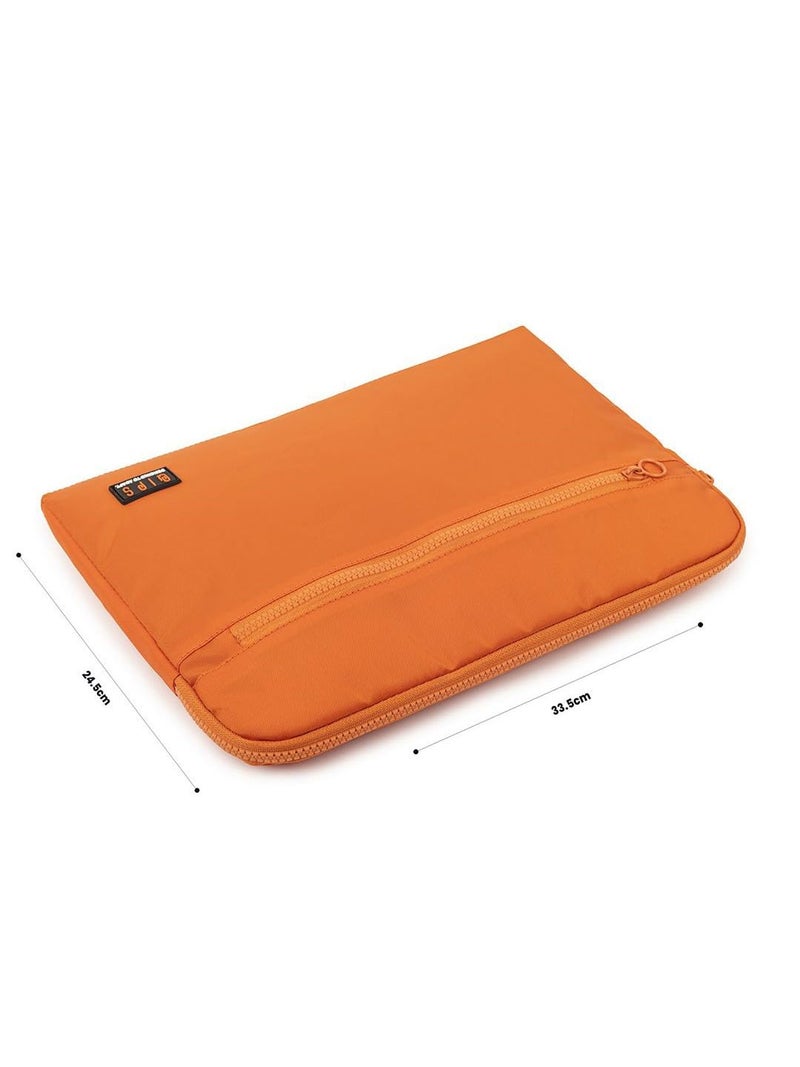 QIPS 14-Inch Laptop Sleeve – Slim PU-Coated Water-Resistant Case with Foam Padding & Front Pocket – Fits MacBook, Dell, Lenovo, HP – Lightweight Protective Sleeve for Work, School & Travel (Orange) - Image 3