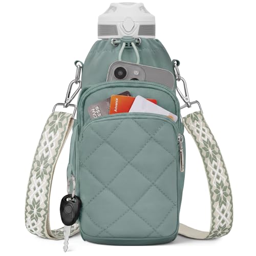 SYTRAH Water Bottle Bag CrossbodyInsulated Water Bottle Purse Crossbody Water Bottle Holder with Strap 40 oz Sling Bag for Walking Hiking Green - Image 1