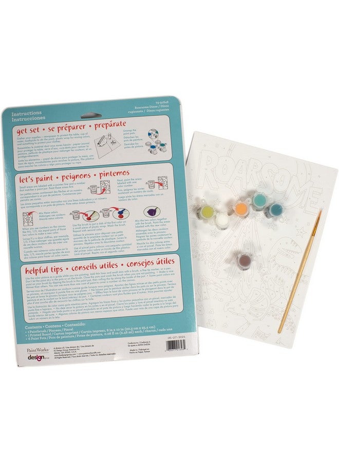 Dimensions PaintWorks Roarsome Dinosaur Paint by Number Kit for Kids and Adults, Finished Project 8" x 10", Multicolor 9 Piece - Image 3