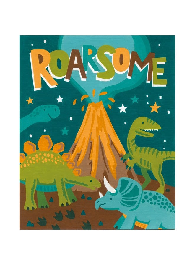 Dimensions PaintWorks Roarsome Dinosaur Paint by Number Kit for Kids and Adults, Finished Project 8" x 10", Multicolor 9 Piece - Image 5