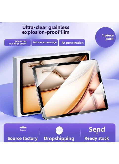 For Apple IPad Tablet Tempered Film Air6 Protective Film Pro Full Screen Mini7 Anti-Drop Anti-Fingerprint HD-Color:Ultra-clear 1 Piece [tempered Film]_with Wooden Box Packaging-Size:Applicable To Ipad Air7 2025 ( 13inch )