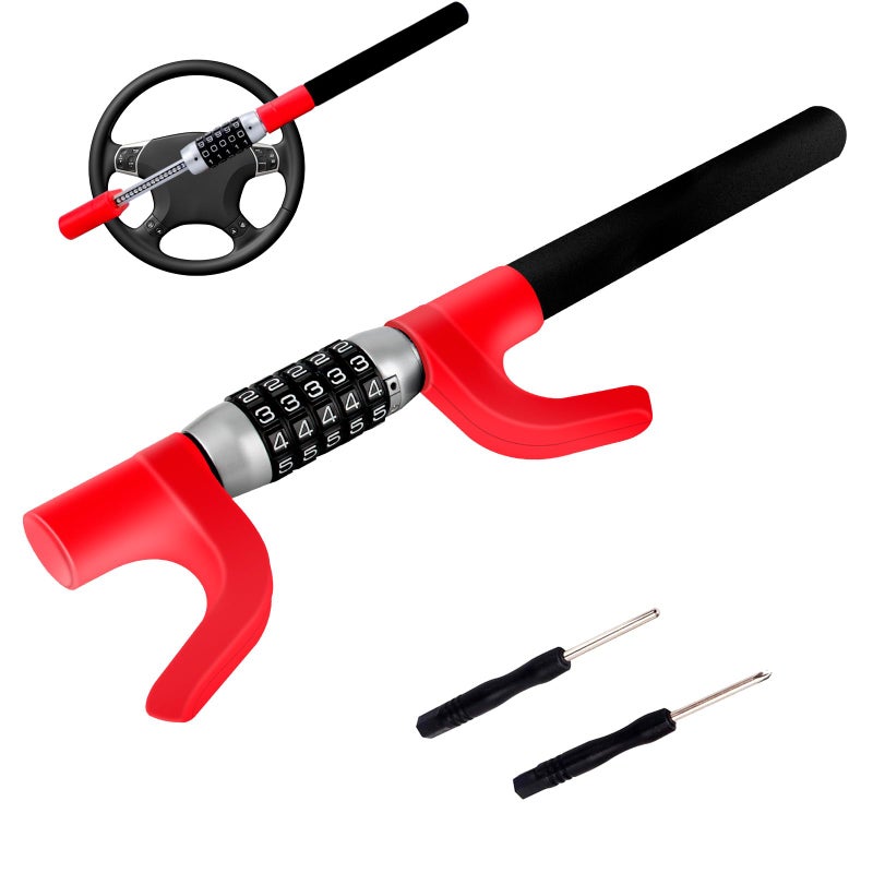 OPL5 Car Steering Safety Wheel Lock AntiTheft DeviceMultiple Password HighSecurity Vehicle Lock Adjustable HeavyDuty Protective Retractable Universal Steering Lock for Cars SUVs Trucks - Image 2