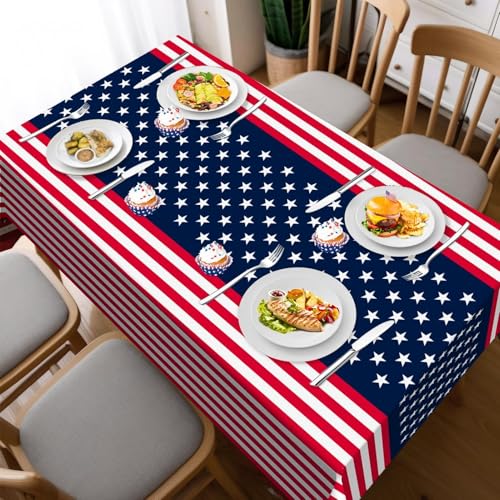 Childom 2 Pack Patriotic Tablecloths,Patriotic Decorations 54" x 108" Disposable American Flag Tablecloths for Event,Party Table Cloth Plastic for Veterans Day,4th of July,Picnic,Dinner,Party Supplies - Image 4