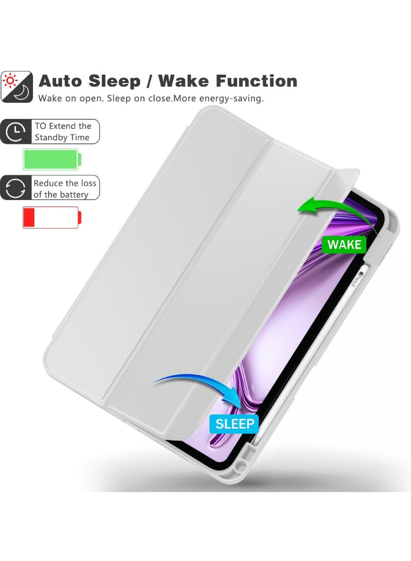 Rock Pow Case for iPad Air 13 inch M3 2025/Air 13 inch M2 2024 with Pencil Holder Smart iPad Case [Support Pencil Pro and Pencil(USB-C)] Support Touch ID and Auto Wake/Sleep Cover for Air 13inch M3/M2 2025/2024 - Image 5