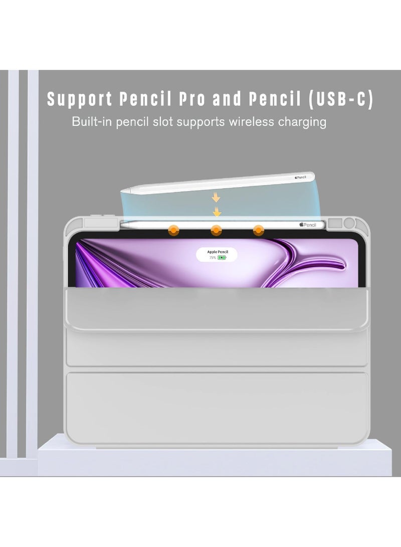 Rock Pow Case for iPad Air 13 inch M3 2025/Air 13 inch M2 2024 with Pencil Holder Smart iPad Case [Support Pencil Pro and Pencil(USB-C)] Support Touch ID and Auto Wake/Sleep Cover for Air 13inch M3/M2 2025/2024 - Image 3