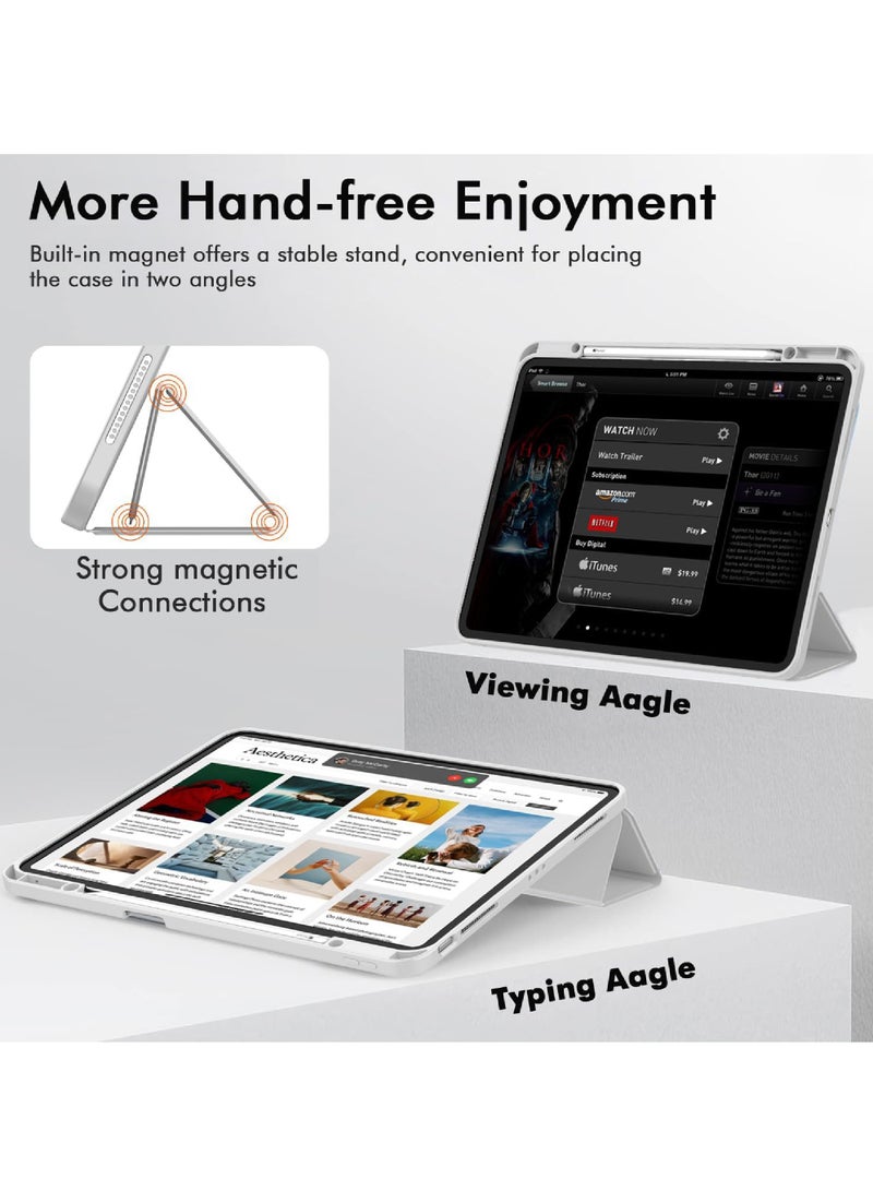 Rock Pow Case for iPad Air 13 inch M3 2025/Air 13 inch M2 2024 with Pencil Holder Smart iPad Case [Support Pencil Pro and Pencil(USB-C)] Support Touch ID and Auto Wake/Sleep Cover for Air 13inch M3/M2 2025/2024 - Image 4