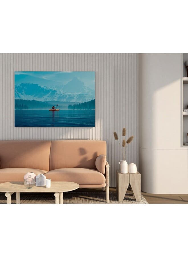 Home Gallery Woman Kayaking Into A Lake With Mountains Canvas Wall Art  - Image 2