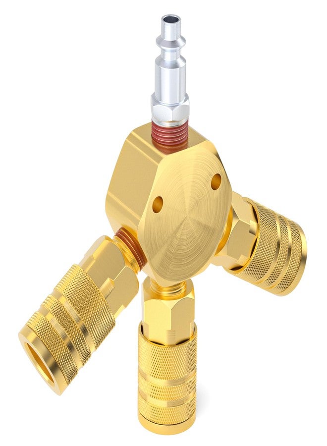Taisher 3-Way 1/4 Inch NPT Hex Style Air Manifold with 3 Pieces Brass Industrial Coupler and Plug, Air Compressor Hose Accessories Quick Connect Fittings Air Splitter - Image 5