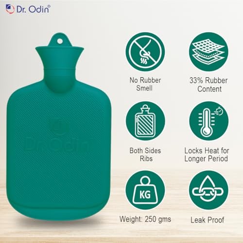 Dr.Odin Dr. Odin 2 Litre Hot Water Bag, Non Electric Leakproof Hot Water Bottle for Pain Relief, Reusable Heating Pad (Sea Green) - Image 2