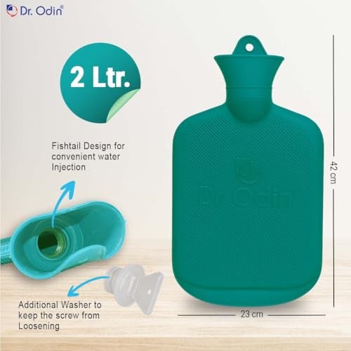 Dr.Odin Dr. Odin 2 Litre Hot Water Bag, Non Electric Leakproof Hot Water Bottle for Pain Relief, Reusable Heating Pad (Sea Green) - Image 3