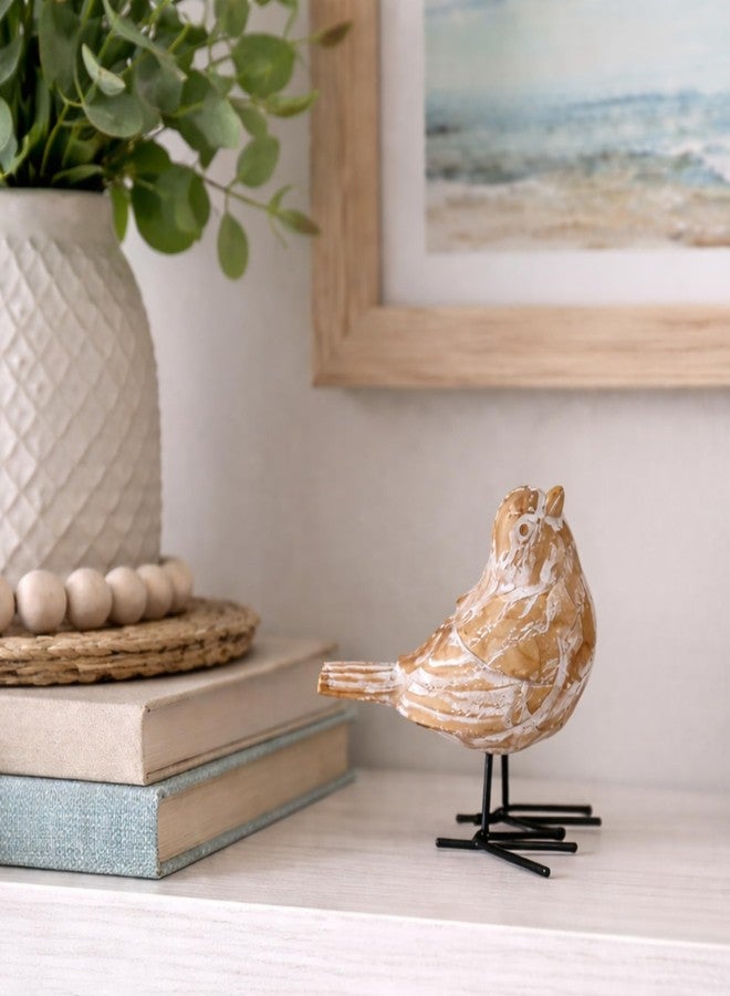 The Bridge Collection Distressed Farmhouse Sand Bird Figurine - Decorative Weathered Bird Statue with Wire Legs - Image 3