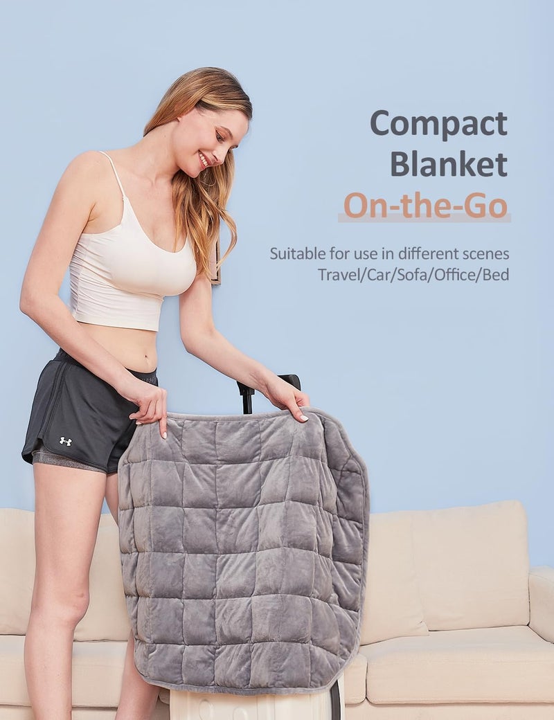 Kivik Small Weighted Blanket for Travel Weighted Blankets 7 lbs Weighted Lap Pad for The Elderly  Heavy Lap Blanket Grey  24""x29"" - Image 4
