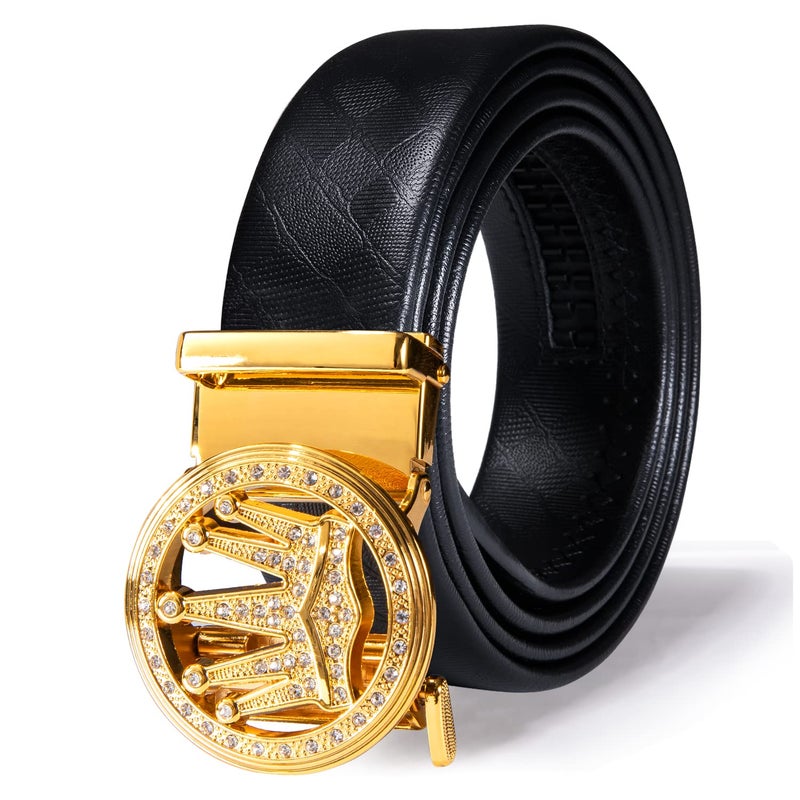 Dubulle Men's Ratchet Belt Gold Fashion Design Automatic Slid Buckle Business Casual Belt with Exquisite Box - Image 1