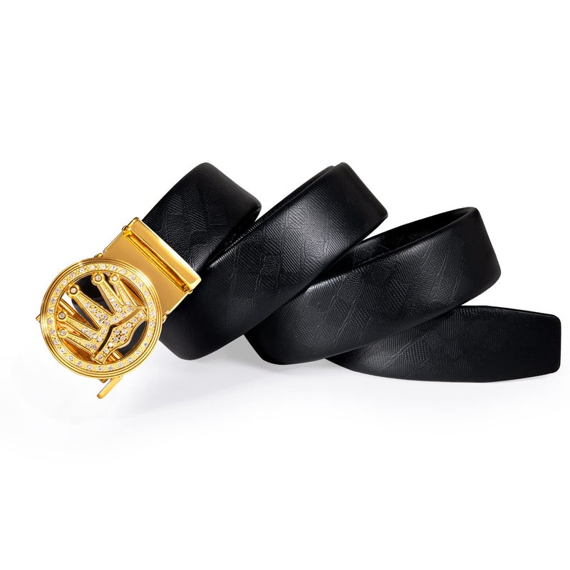 Dubulle Men's Ratchet Belt Gold Fashion Design Automatic Slid Buckle Business Casual Belt with Exquisite Box - Image 5