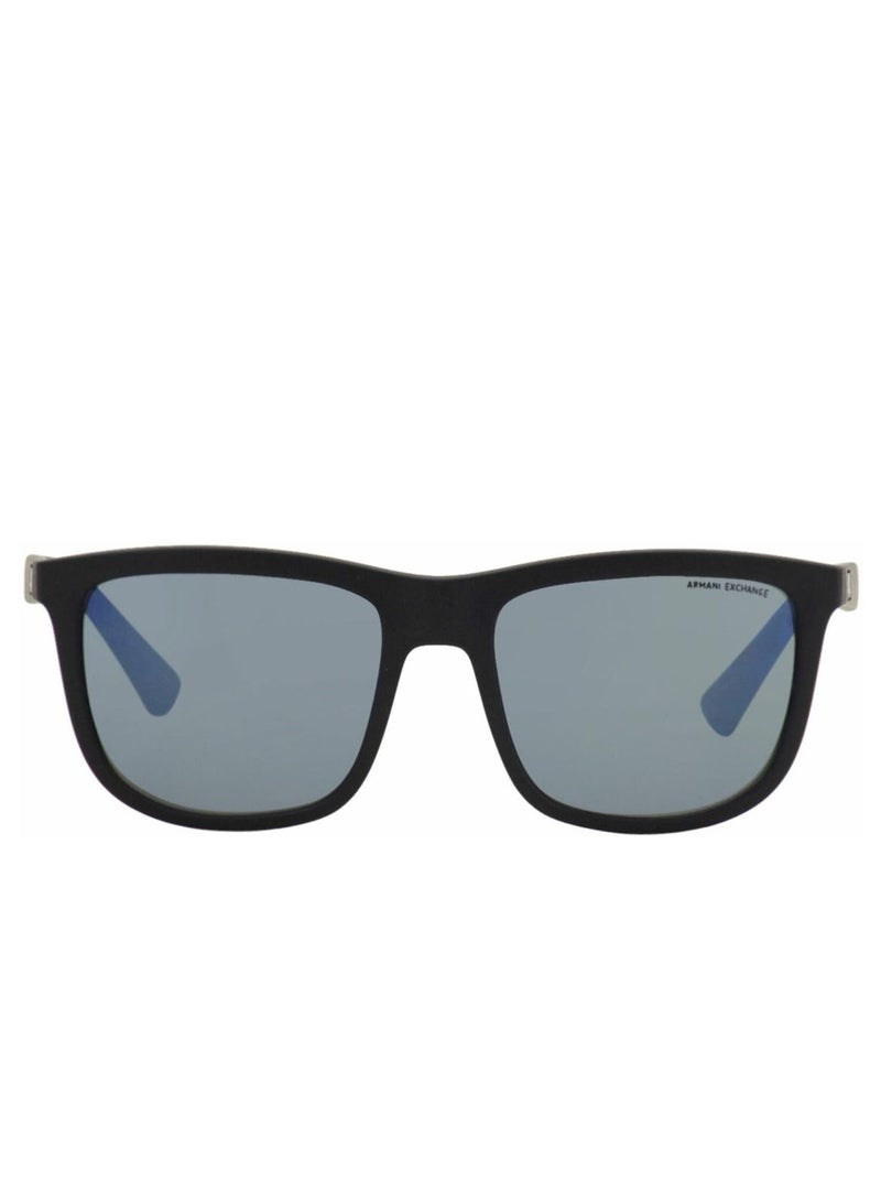 ارماني اكسشينج نظارة شمسية أرماني إكستشينج كلاسيكية مربعة، لون أزرق غير لامع مع عدسات زرقاء عاكسة AX4093SF 829555، مقاس العدسة: 56 مم - Image 2
