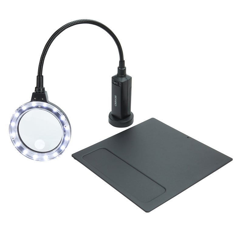 Carson MagniFlex Pro 2x LED Lighted Gooseneck Flexible Magnifier with 4x Spots Lens and Magnetic Base CP90 Black