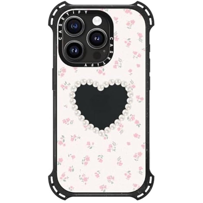Casetify Bounce iPhone 15 Pro Case 【6X Military Grade Drop Tested / 21.3ft Drop Protection/Compatible with Magsafe】 - Pearly Heart - Triple Black - Image 4