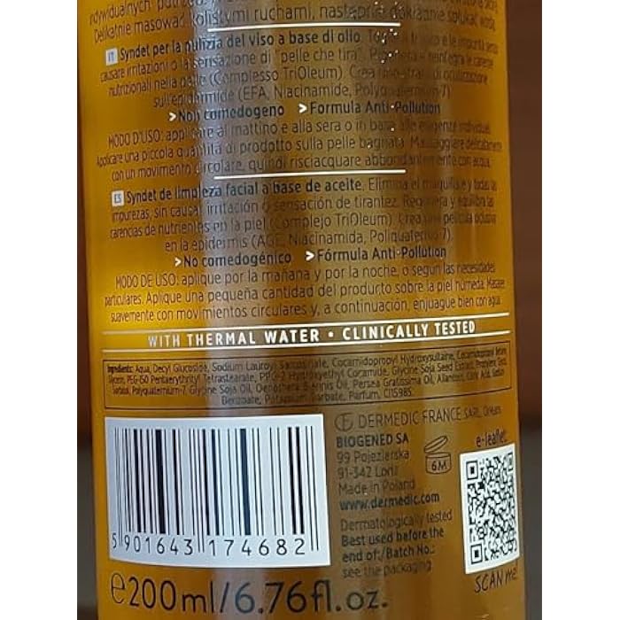 DERMENA Dermedic Oilage Face cleansing oil syndet 200ml - Image 5