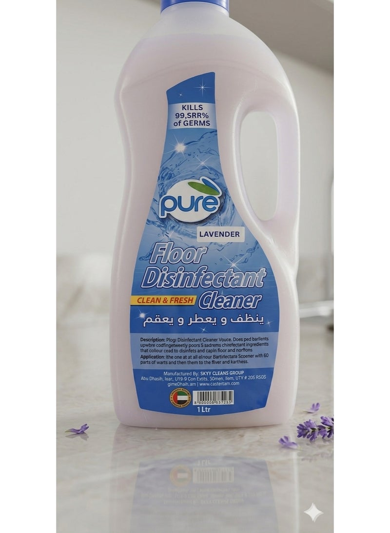 PURE Lavender Scent Floor Cleaner and Disinfectant - 1 Litre Bottle for Tiles, Marble, and All Hard Floors - Image 1