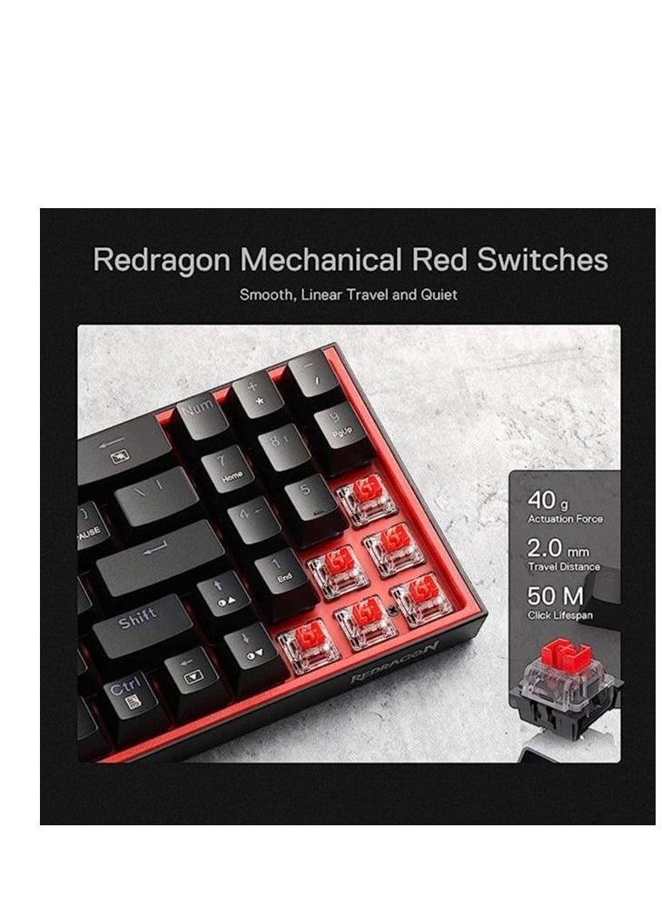 REDRAGON - Redragon K628 Pollux 75% Wired RGB Gaming Keyboard, 78 Keys Hot-Swappable Compact Mechanical Keyboard w/100% Hot-Swap Socket, Free-Mod Plate Mounted PCB & Dedicated Arrow Keys and Numpad, Red Switch - Image 1