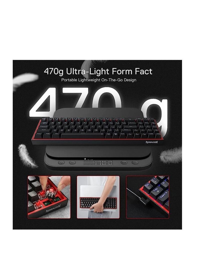 REDRAGON - Redragon K628 Pollux 75% Wired RGB Gaming Keyboard, 78 Keys Hot-Swappable Compact Mechanical Keyboard w/100% Hot-Swap Socket, Free-Mod Plate Mounted PCB & Dedicated Arrow Keys and Numpad, Red Switch - Image 1