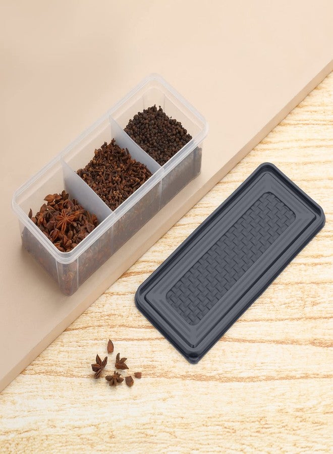 MAGIC SPOON 3 Section Container Spice Container Spice Box Masala Box Masala Container Multipurpose Container (Grey,2000 ml) - Image 1