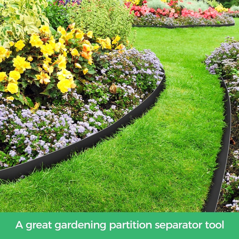 FunFanso 2-Inch x 33 FT Landscape Edging Border with 50 Spikes, Garden Edging Border Lawn Edging, Plastic Edging for Landscaping Flower Beds Yard Pathway Paver Edging (Black) - Image 2