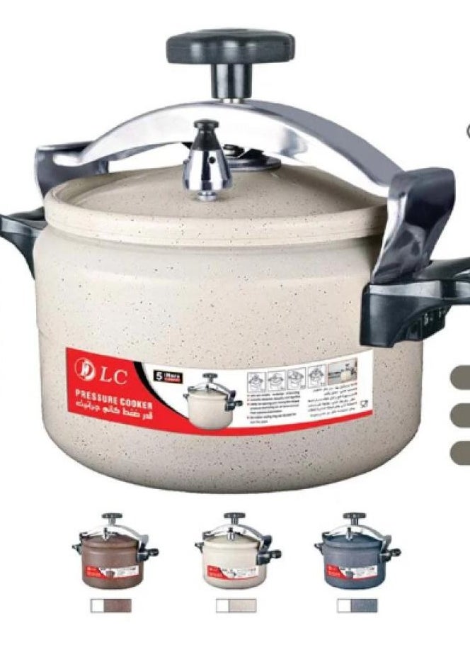D L C Pressure cooker made of granite and aluminum for safe, healthy and fast cooking. It features a pressure valve, lid lock and heat-resistant handle. 3 liters (beige brown blue). Model number: DLC 36387  - Image 3