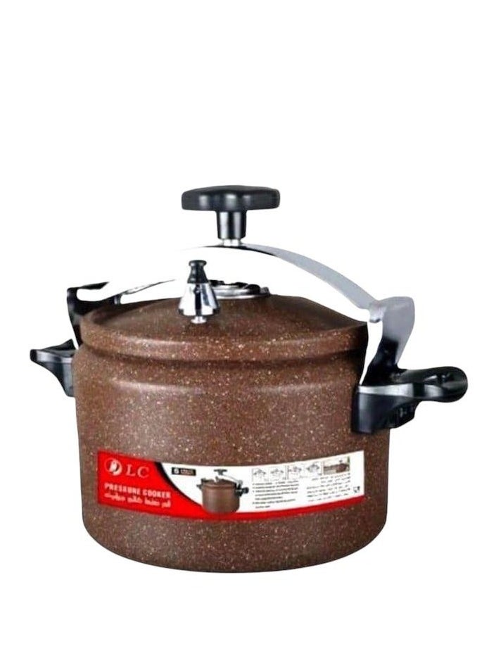 D L C Pressure cooker made of granite and aluminum for safe, healthy and fast cooking. It features a pressure valve, lid lock and heat-resistant handle. 3 liters (beige brown blue). Model number: DLC 36387  - Image 4