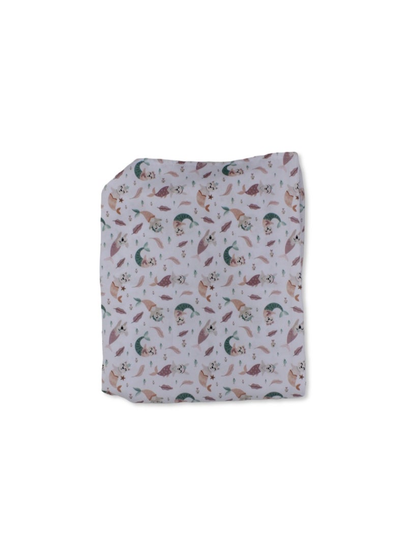 Petit bebe Cotton Baby Bed Sheet – Mermaid Print (120×60×8 cm) - Image 2